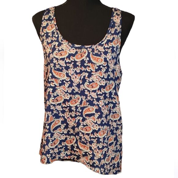 Forever 21 Blue Orange Paisley Print Tank Small - Picture 1 of 6